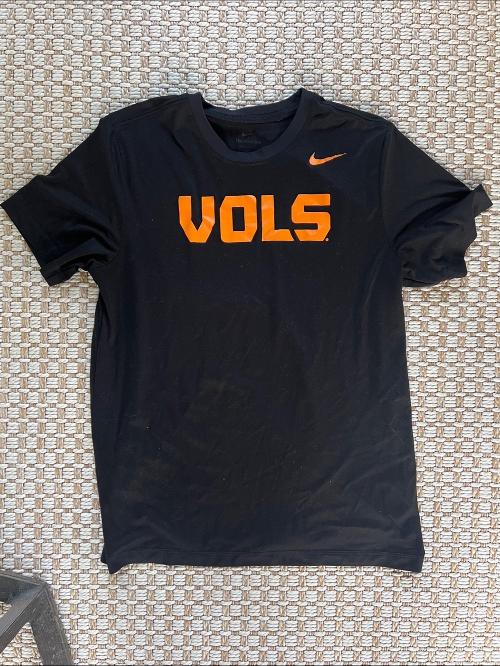 Nike Dry Fit Black Short-Sleeve 'VOLS' Tee with Orange Swoosh